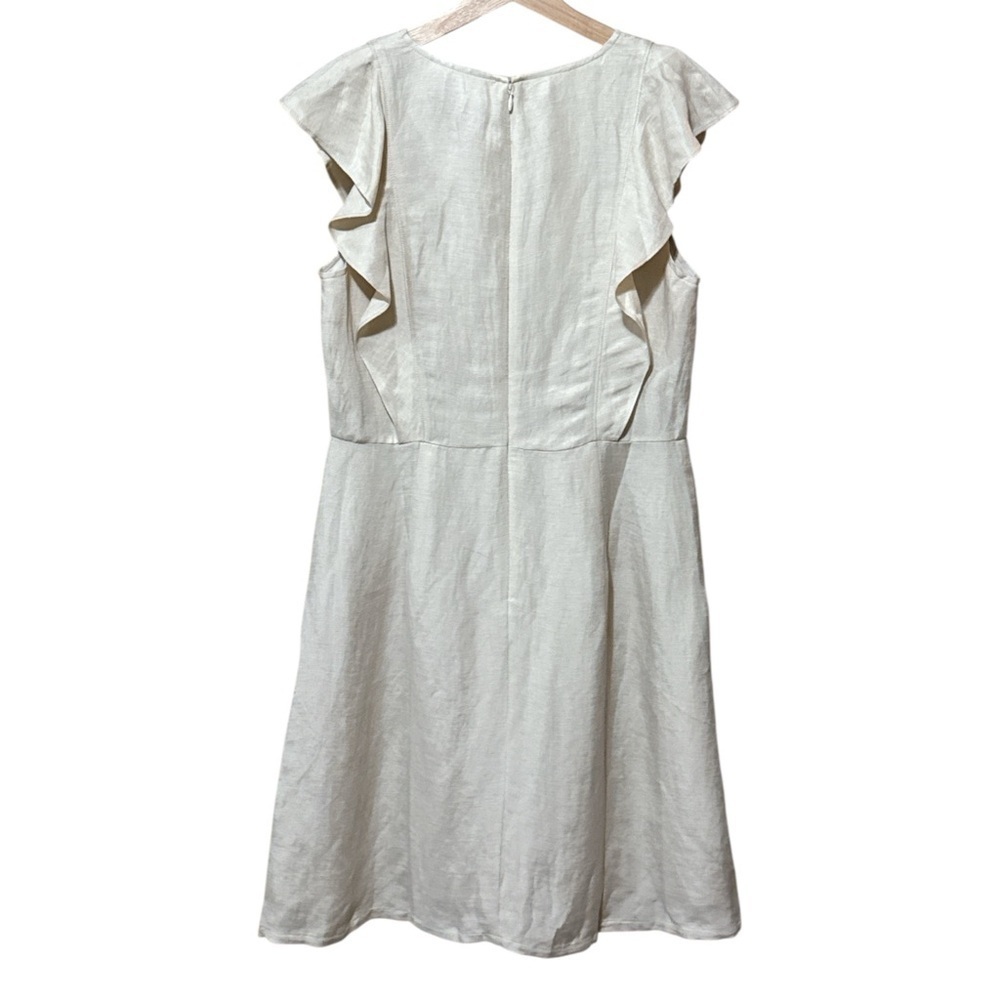 NWT - J. Crew - Ruffle-sleeve linen-cupro blend dress - Size 6 - Westhered Sand - Picture 6 of 7